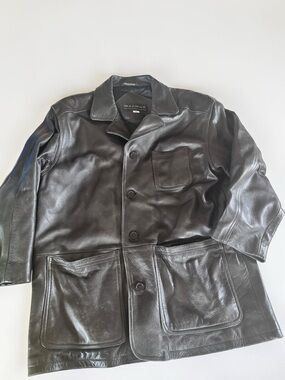 Vintage MacMor Leather Jacket Canada Heavy Black Coat Classic Mens